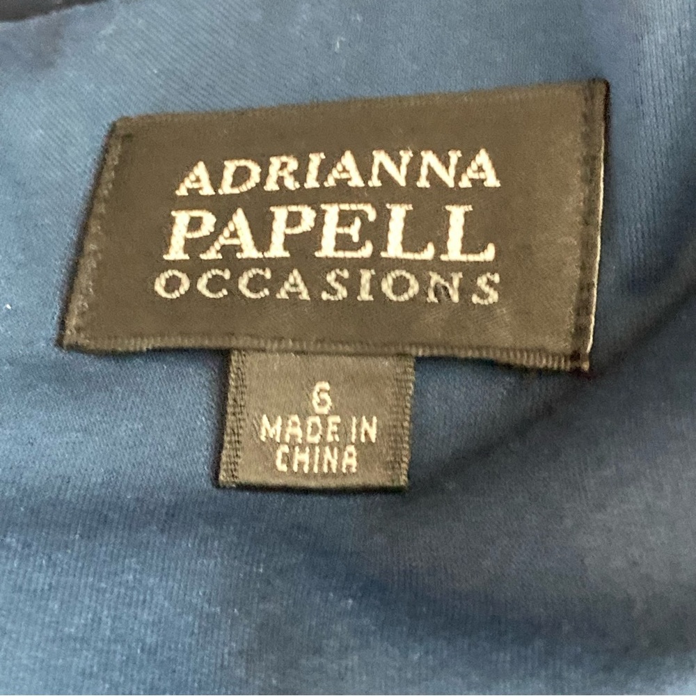 *Adrianna Papell Occ 6 Teal chiffon Ruffled Gown Flutter Sleeves Beaded Detail - Picture 10 of 12